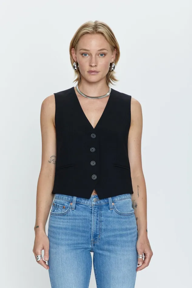 Pistola Denim Vero Fitted Vest 8211 Black Women Tops