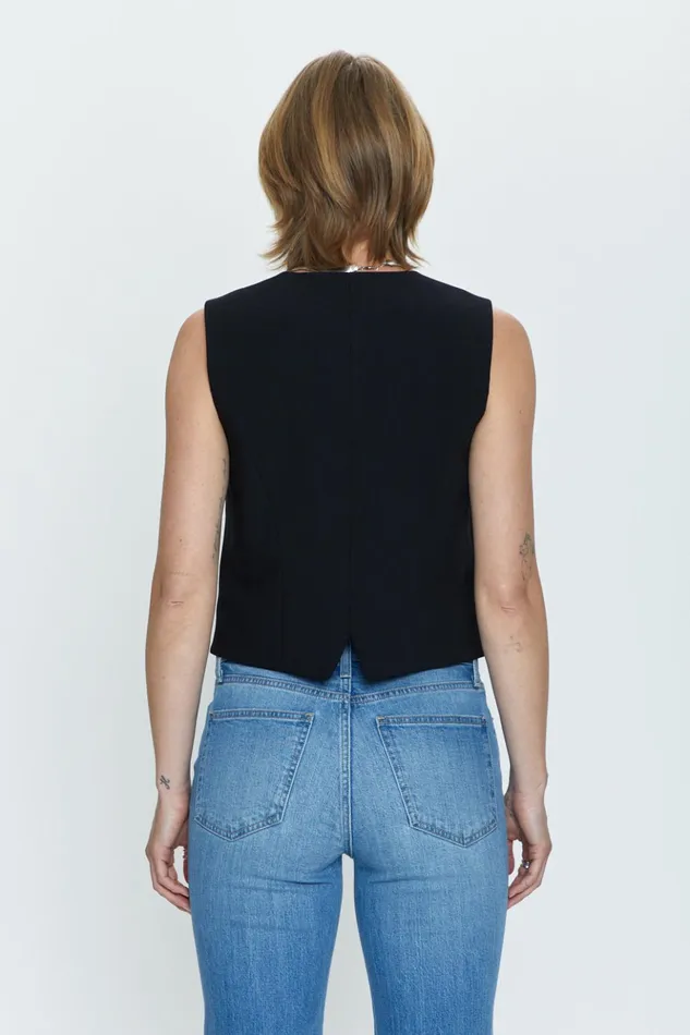 Pistola Denim Vero Fitted Vest 8211 Black Women Tops