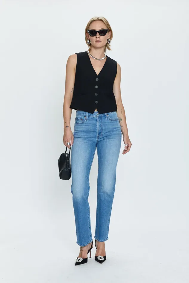 Pistola Denim Vero Fitted Vest 8211 Black Women Tops