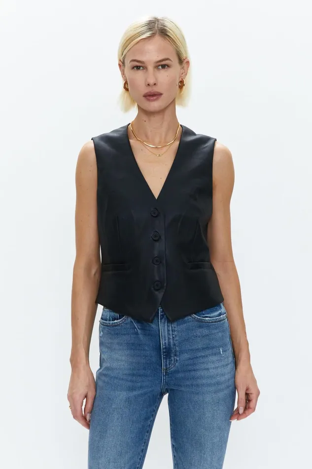 Pistola Denim Vero Fitted Vest 8211 Slate Black Women Tops