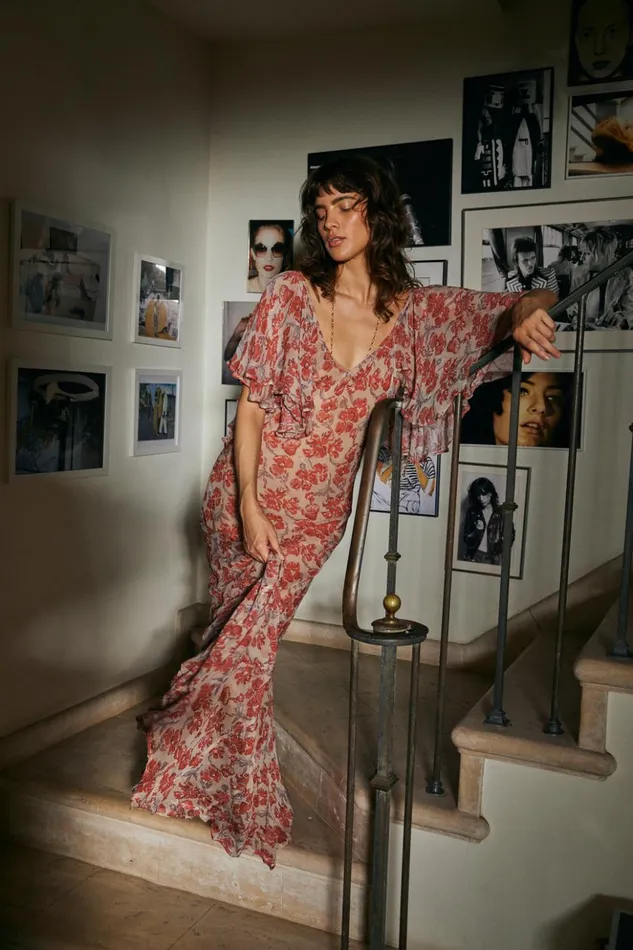 Ramya Dress Chiffon Watercolor Dove Women Natalie Martin Dresses
