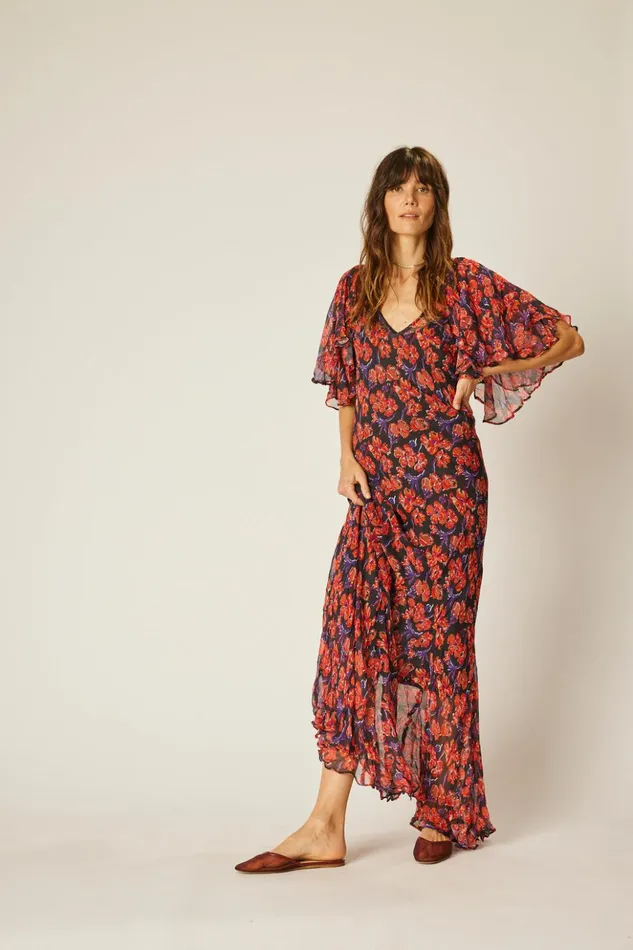 Ramya Dress Chiffon Watercolor Onyx Women Natalie Martin Dresses