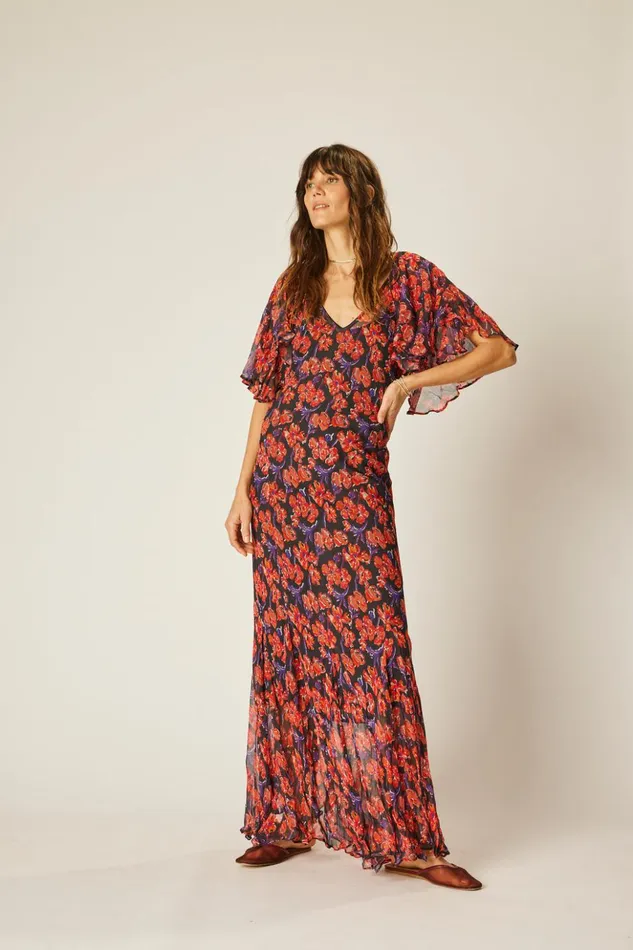 Ramya Dress Chiffon Watercolor Onyx Women Natalie Martin Dresses