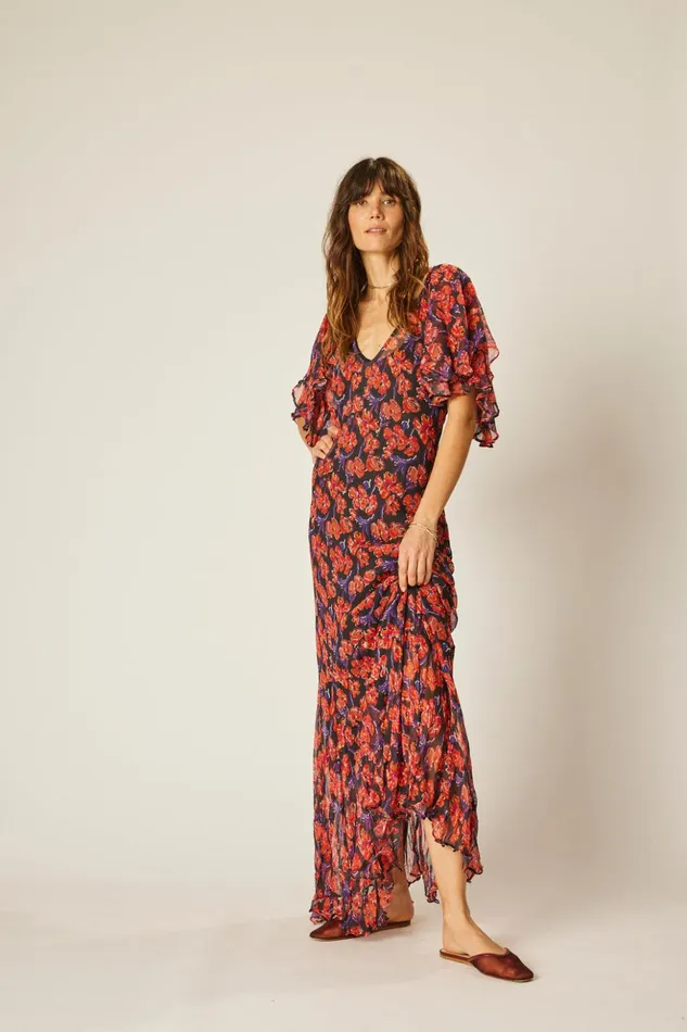 Ramya Dress Chiffon Watercolor Onyx Women Natalie Martin Dresses