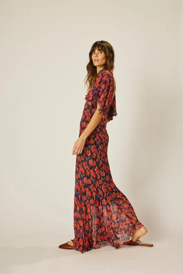 Ramya Dress Chiffon Watercolor Onyx Women Natalie Martin Dresses