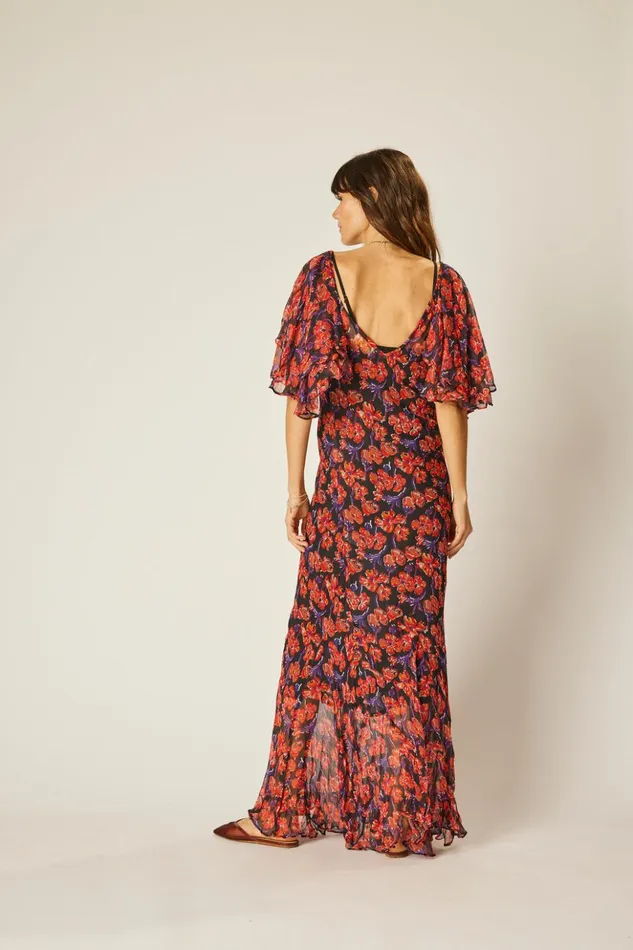 Ramya Dress Chiffon Watercolor Onyx Women Natalie Martin Dresses