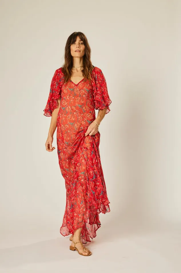 Ramya Dress Chiffon Watercolor Vermil Women Natalie Martin Dresses