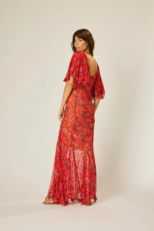 Ramya Dress Chiffon Watercolor Vermil Women Natalie Martin Dresses