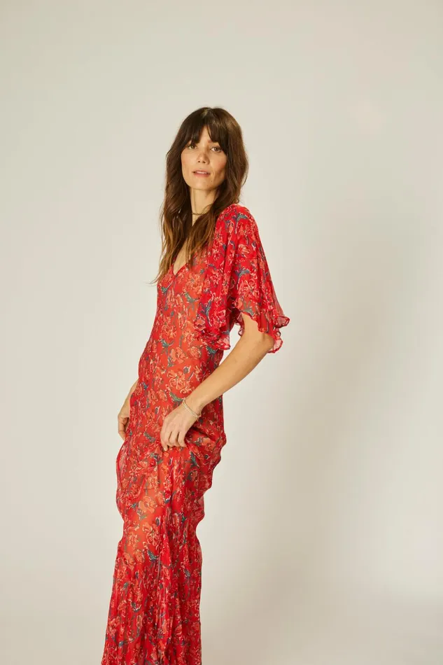 Ramya Dress Chiffon Watercolor Vermil Women Natalie Martin Dresses