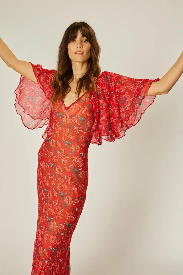 Ramya Dress Chiffon Watercolor Vermil Women Natalie Martin Dresses