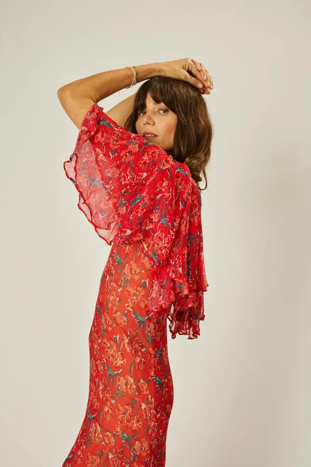 Ramya Dress Chiffon Watercolor Vermil Women Natalie Martin Dresses