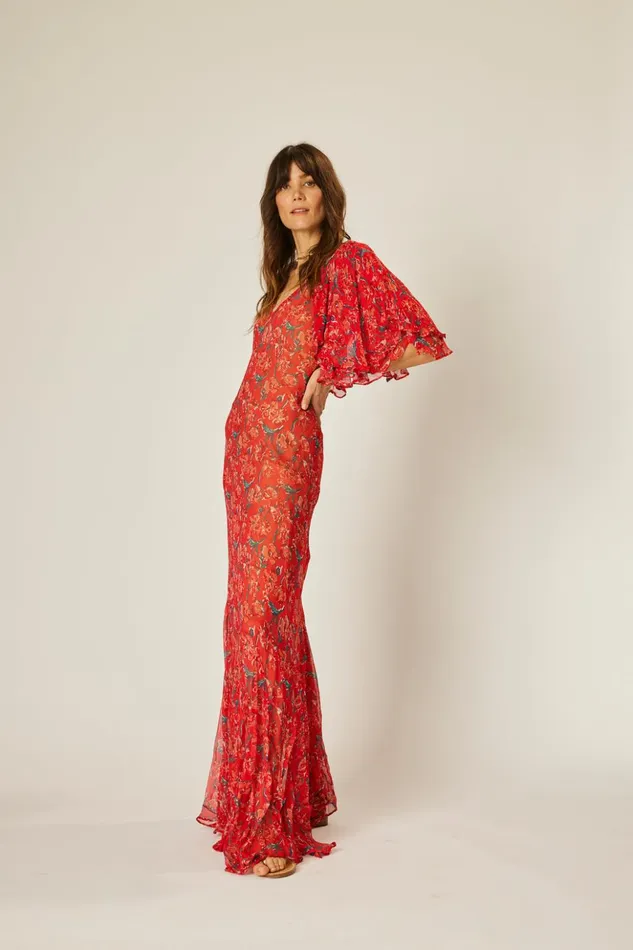 Ramya Dress Chiffon Watercolor Vermil Women Natalie Martin Dresses
