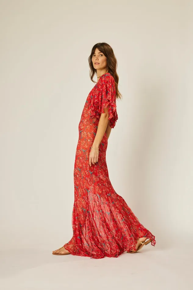 Ramya Dress Chiffon Watercolor Vermil Women Natalie Martin Dresses