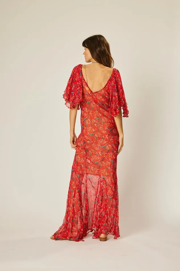 Ramya Dress Chiffon Watercolor Vermil Women Natalie Martin Dresses