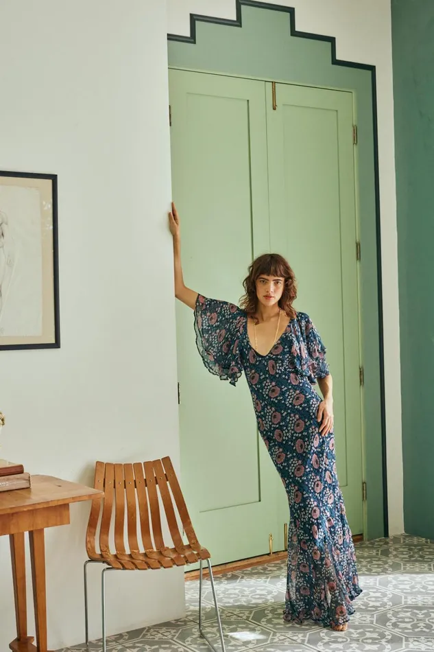 Ramya Dress Vintage Flowers Indigo Women Natalie Martin Dresses