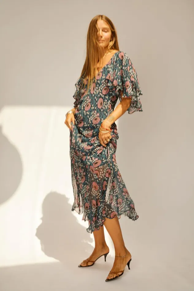 Ramya Dress Vintage Flowers Indigo Women Natalie Martin Dresses