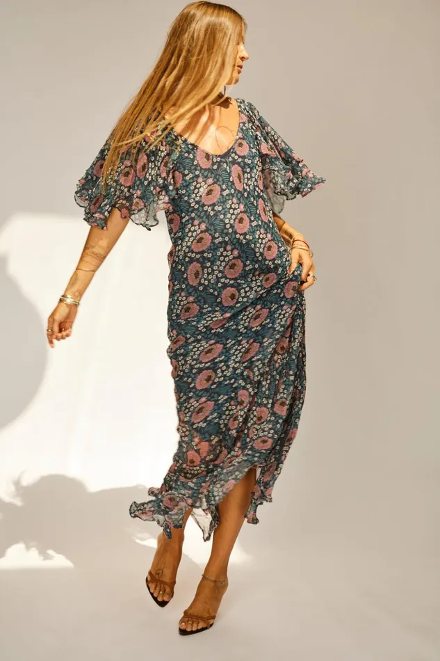 Ramya Dress Vintage Flowers Indigo Women Natalie Martin Dresses