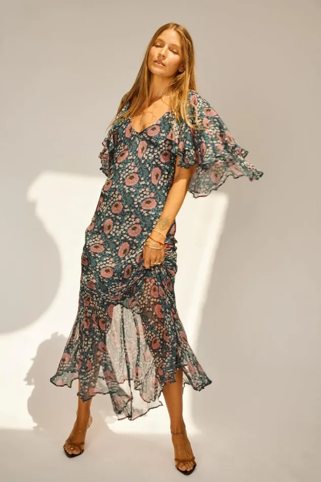 Ramya Dress Vintage Flowers Indigo Women Natalie Martin Dresses