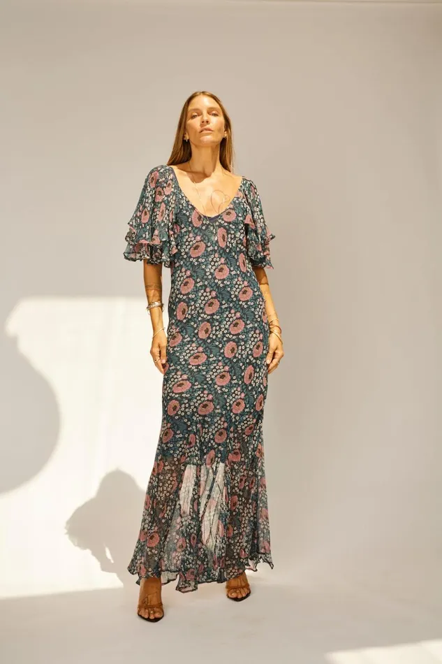 Ramya Dress Vintage Flowers Indigo Women Natalie Martin Dresses