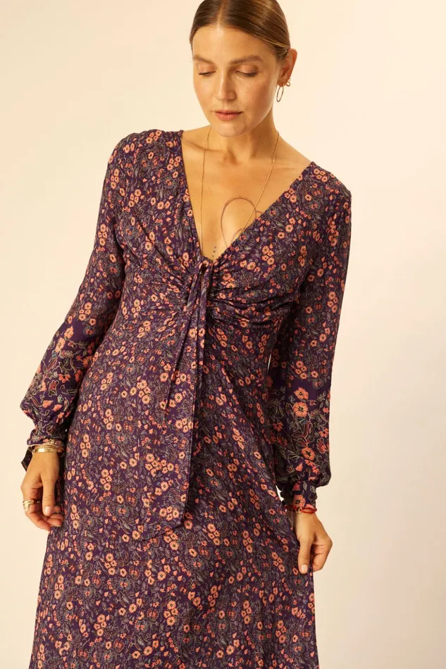 Reese Dress Petite Fleur Aubergine Women Natalie Martin Dresses