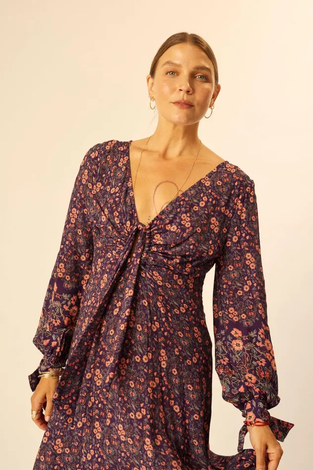 Reese Dress Petite Fleur Aubergine Women Natalie Martin Dresses