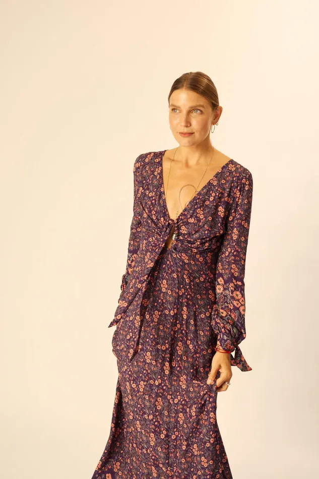 Reese Dress Petite Fleur Aubergine Women Natalie Martin Dresses