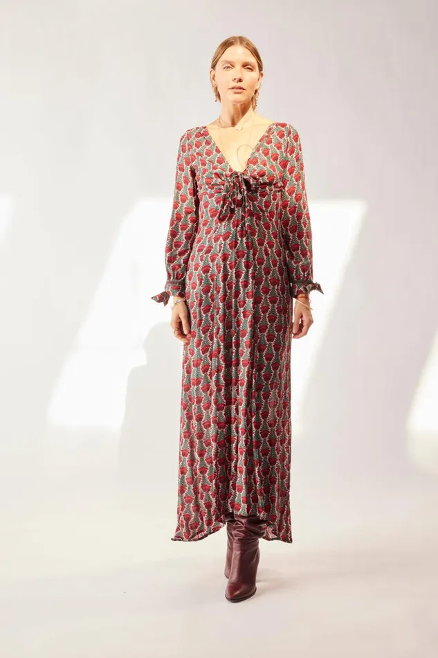 Reese Dress Tulip Print Venetian Red Women Natalie Martin Dresses