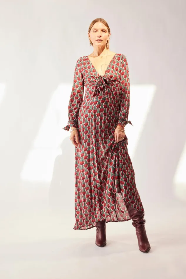 Reese Dress Tulip Print Venetian Red Women Natalie Martin Dresses