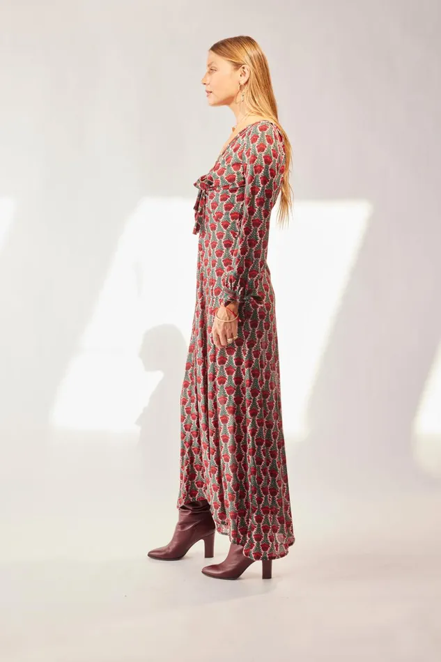 Reese Dress Tulip Print Venetian Red Women Natalie Martin Dresses