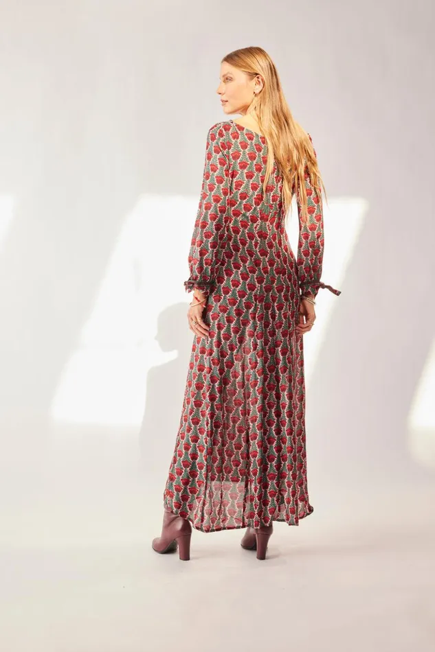 Reese Dress Tulip Print Venetian Red Women Natalie Martin Dresses