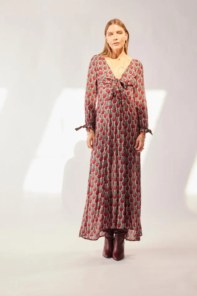 Reese Dress Tulip Print Venetian Red Women Natalie Martin Dresses