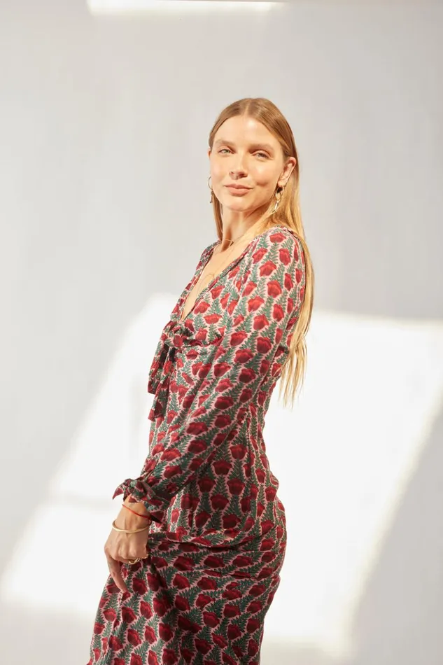 Reese Dress Tulip Print Venetian Red Women Natalie Martin Dresses