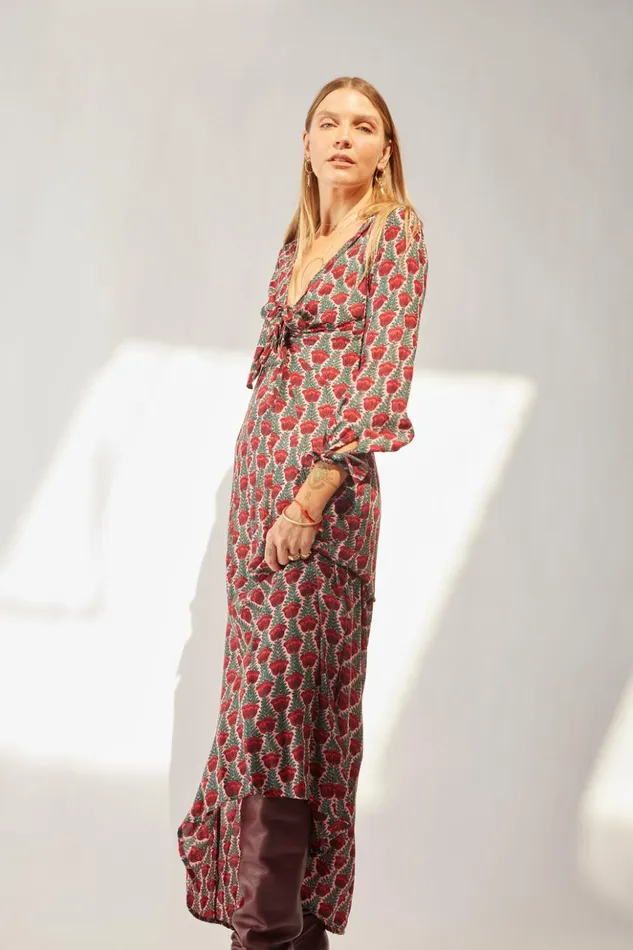 Reese Dress Tulip Print Venetian Red Women Natalie Martin Dresses