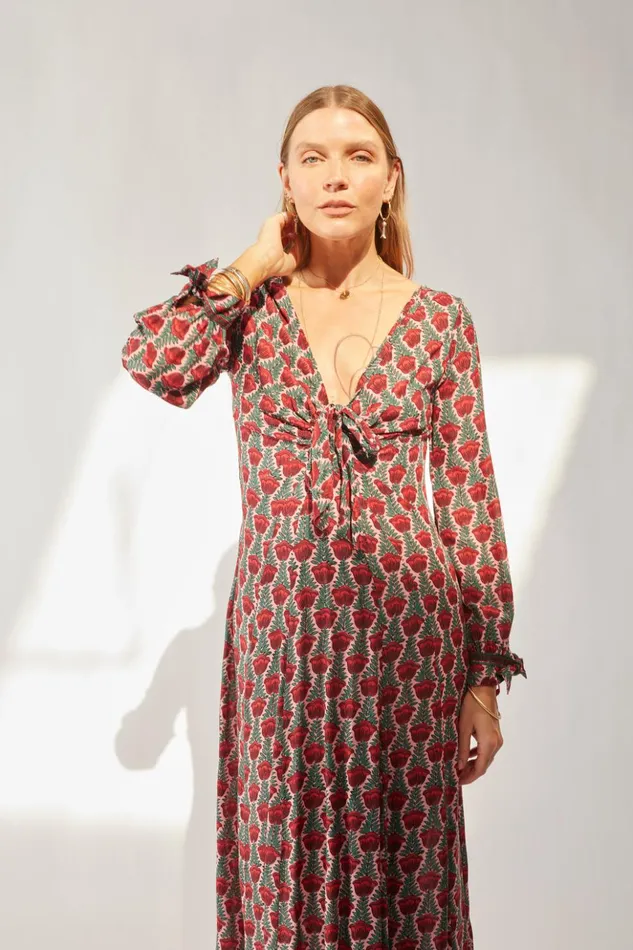 Reese Dress Tulip Print Venetian Red Women Natalie Martin Dresses