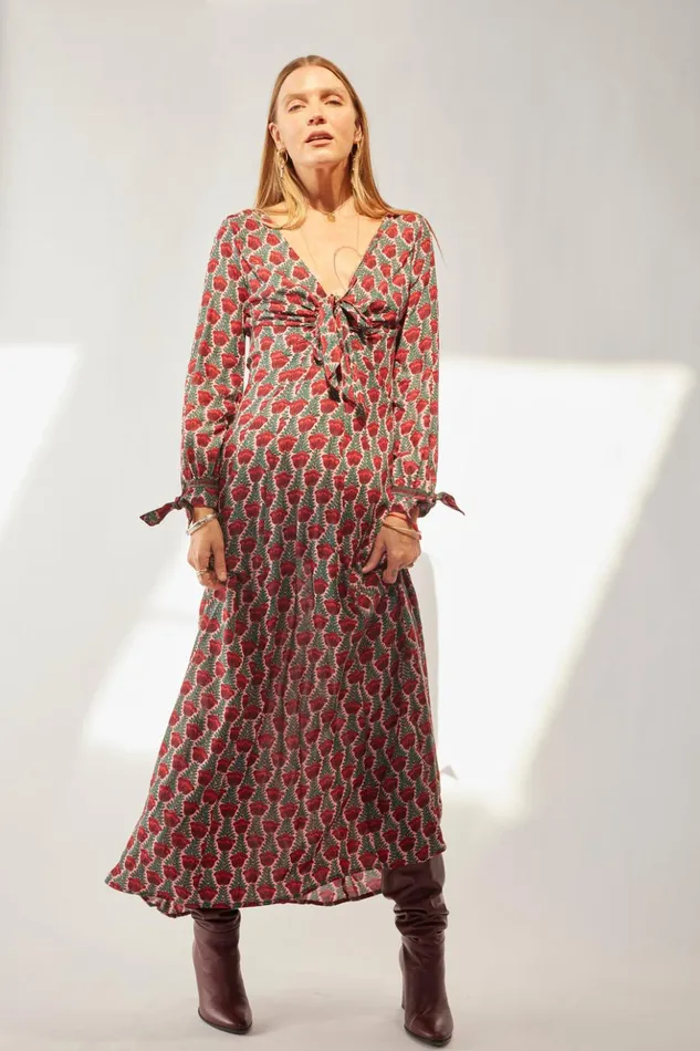 Reese Dress Tulip Print Venetian Red Women Natalie Martin Dresses