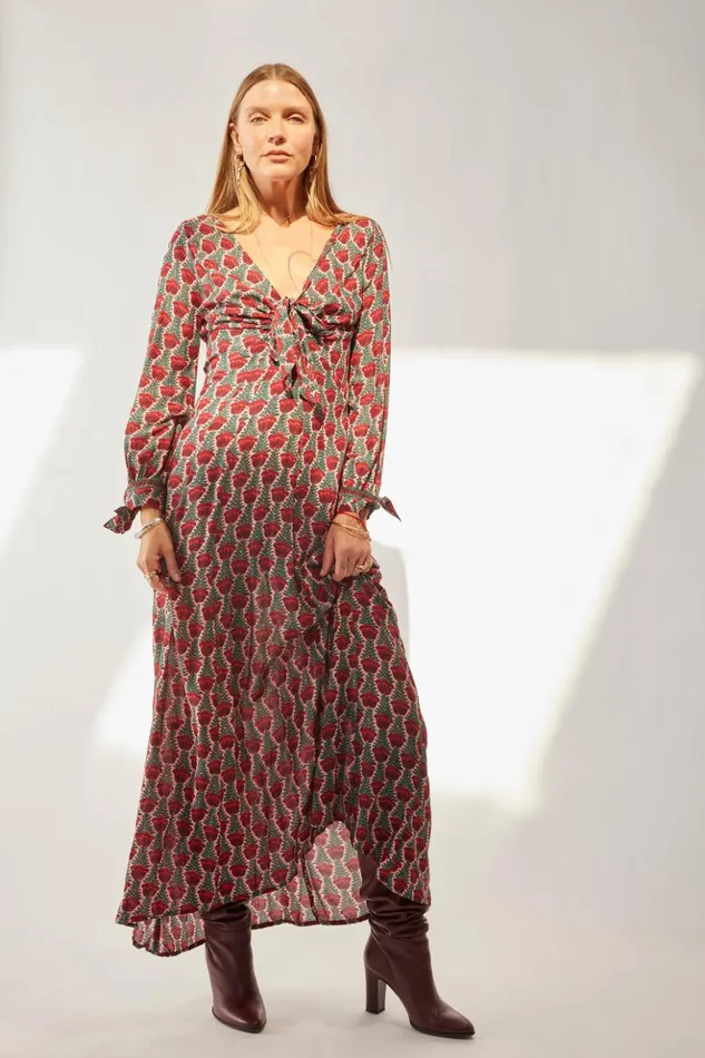 Reese Dress Tulip Print Venetian Red Women Natalie Martin Dresses