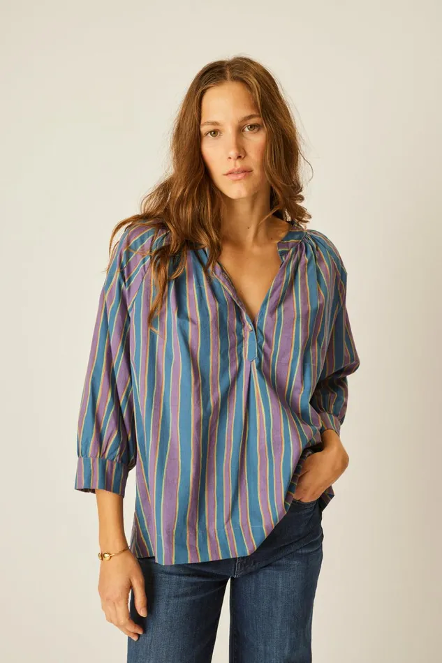 Remy Top Batik Stripe Lavender Women Natalie Martin Tops