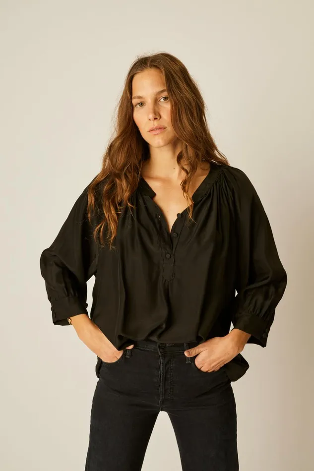 Remy Top Black Silk Women Natalie Martin Tops
