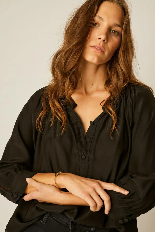 Remy Top Black Silk Women Natalie Martin Tops