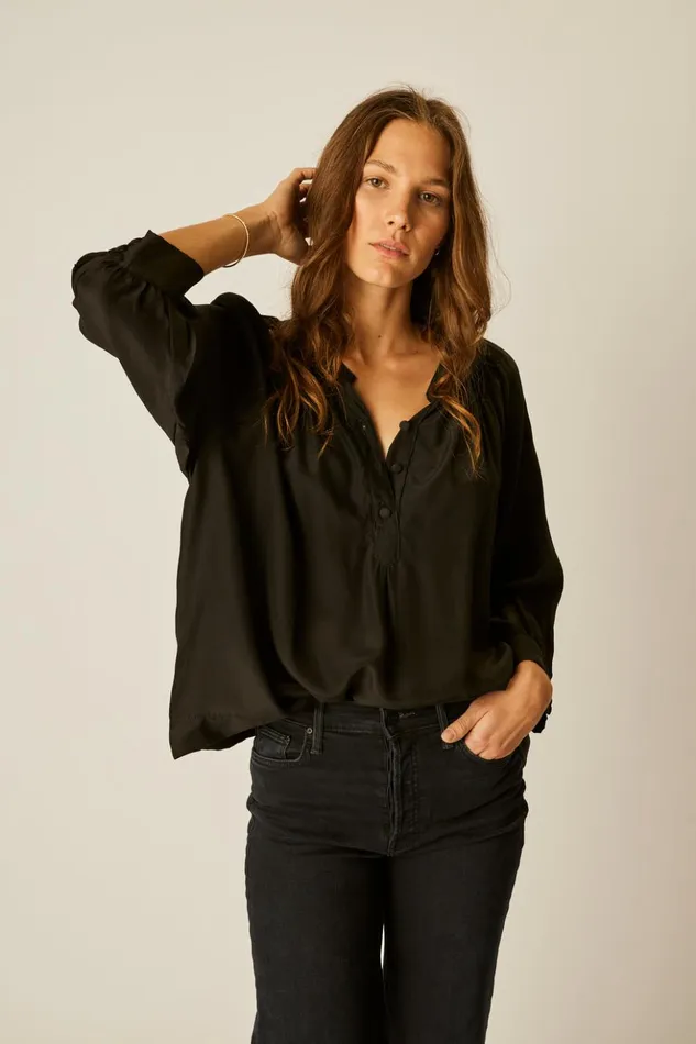 Remy Top Black Silk Women Natalie Martin Tops