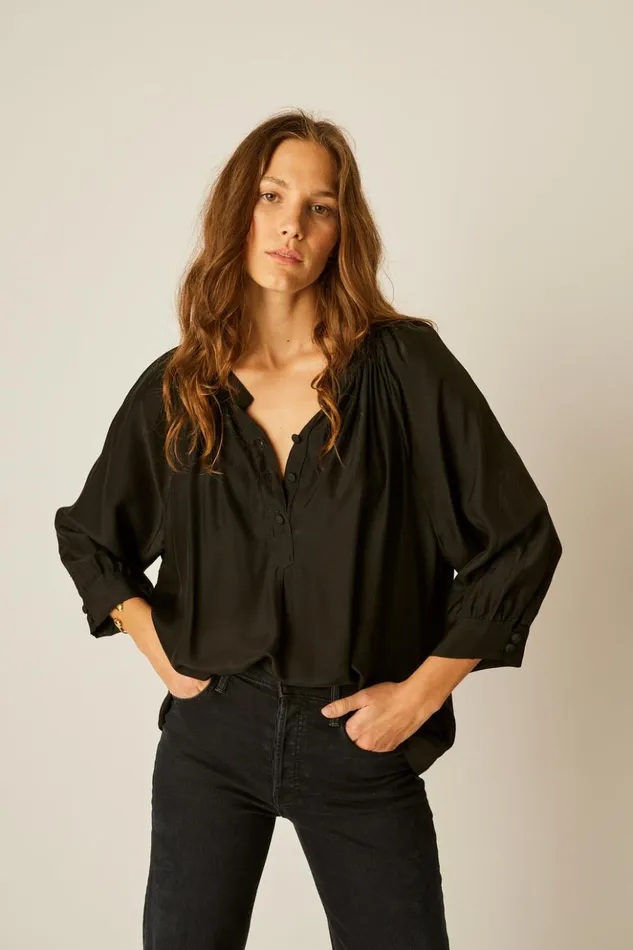 Remy Top Black Silk Women Natalie Martin Tops