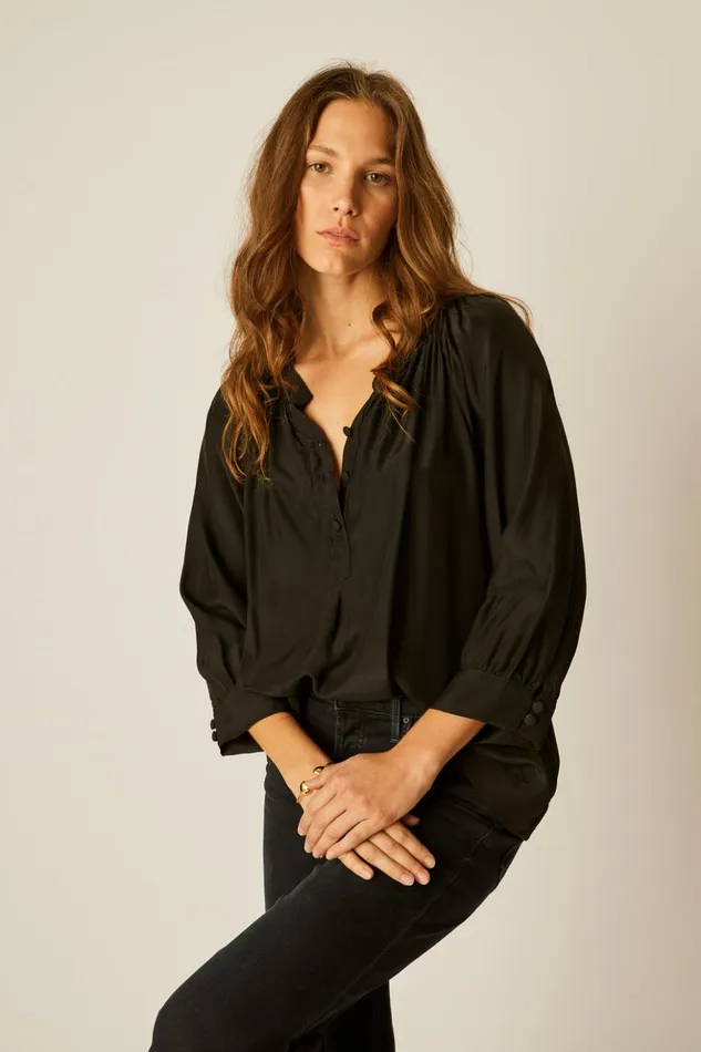 Remy Top Black Silk Women Natalie Martin Tops