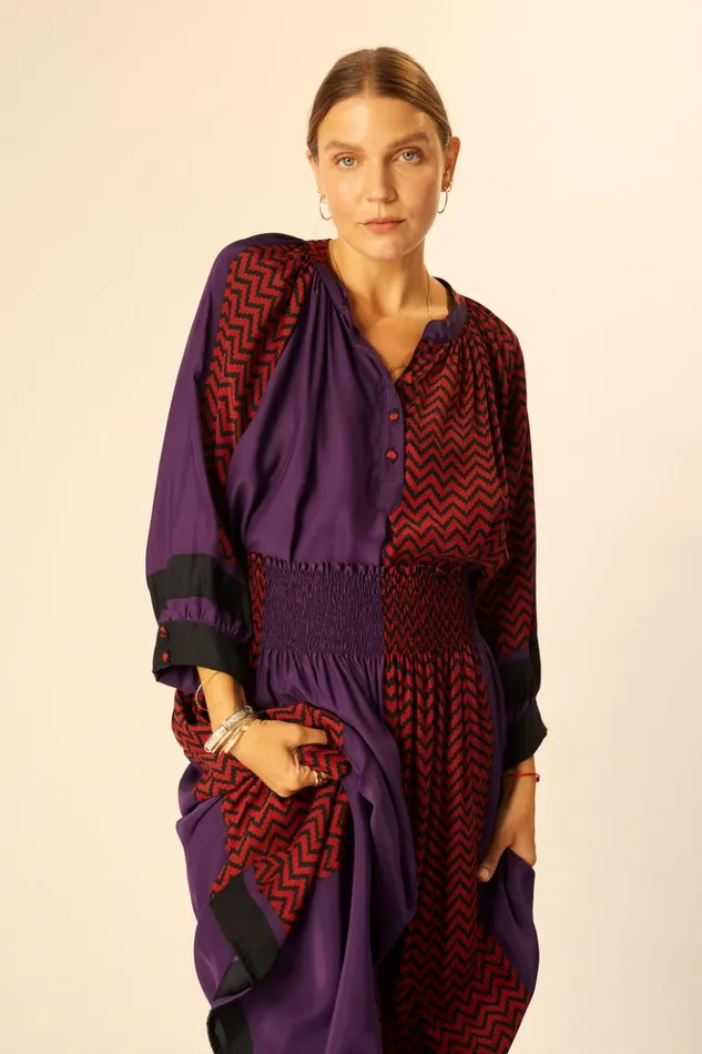 Remy Top Block Zigzag Aubergine Women Natalie Martin Tops