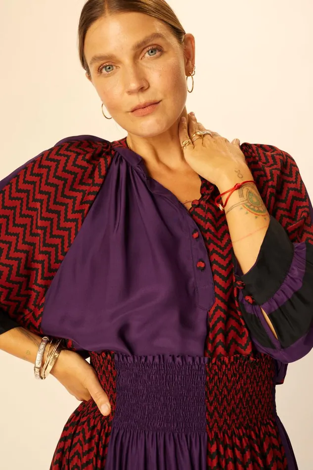 Remy Top Block Zigzag Aubergine Women Natalie Martin Tops