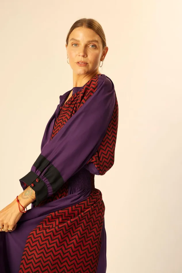 Remy Top Block Zigzag Aubergine Women Natalie Martin Tops