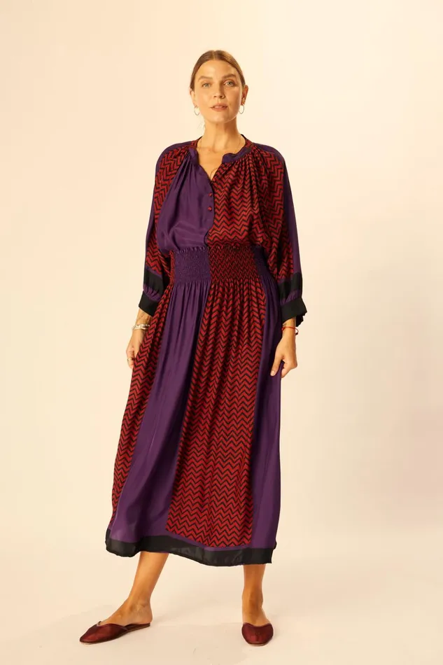 Remy Top Block Zigzag Aubergine Women Natalie Martin Tops