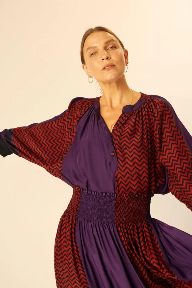 Remy Top Block Zigzag Aubergine Women Natalie Martin Tops