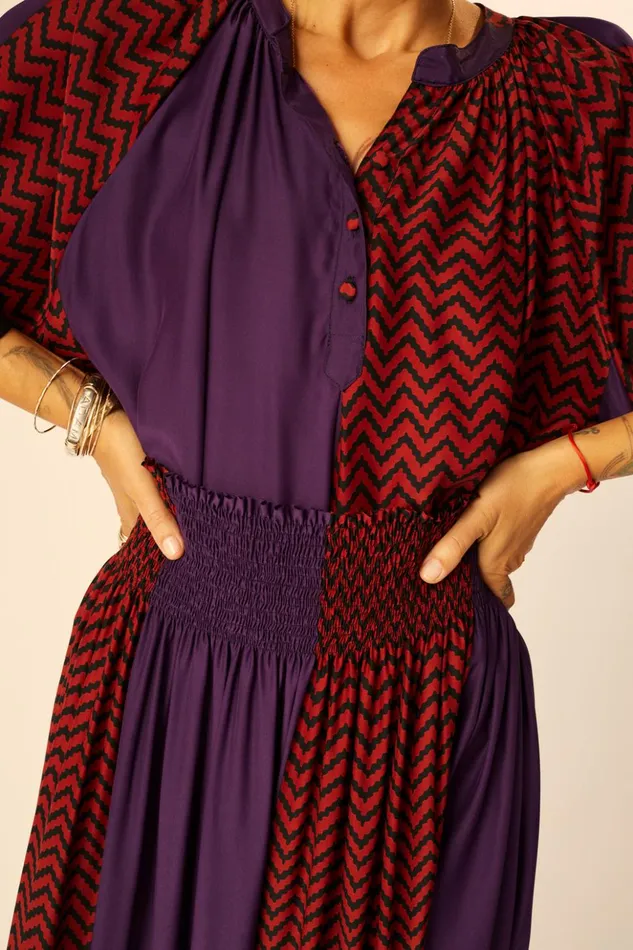 Remy Top Block Zigzag Aubergine Women Natalie Martin Tops