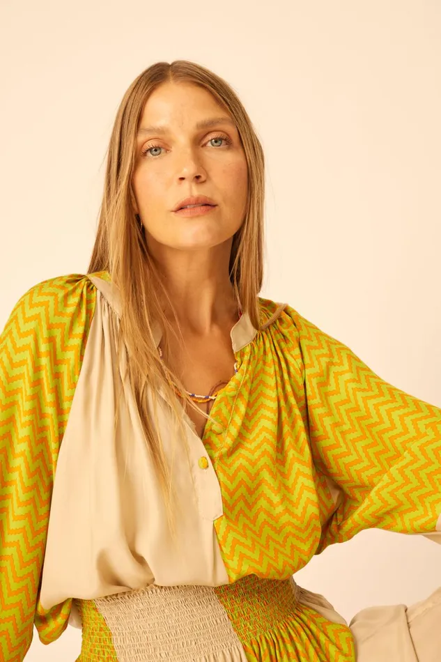 Remy Top Block Zigzag Tangerine Women Natalie Martin Tops