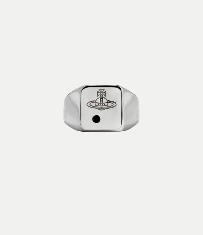 Rings Men Vivienne Westwood Carlo Ring In PlatinumBlackCz
